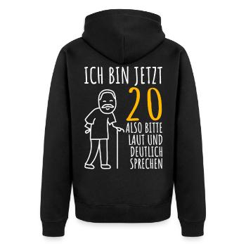 20. Geburtstag 20er 20ter Ich bin jetzt 20 Jahre - Unisex Premium Bio Zip Hoodie - Schwarz - Hinten - Nico (187cm)