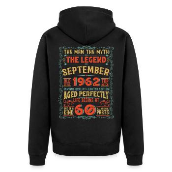 The Man The Myth The Legend 60 Birthday 1962 - Unisex Premium Organic Zip Hoodie - black - Back - Nico (187cm)