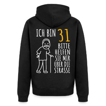 31 Geburtstag 31er 31ter Ich bin 31 Jahre alt Mann - Unisex Premium Bio Zip Hoodie - Schwarz - Hinten - Nico (187cm)