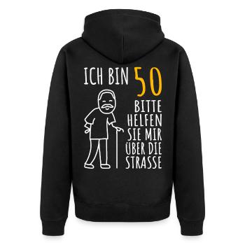 50 Geburtstag 50er 50ter Ich bin 50 Jahre alt Mann - Unisex Premium Bio Zip Hoodie - Schwarz - Hinten - Nico (187cm)