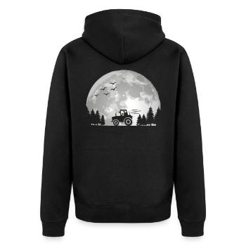 Tractor driver Tractor Tractor Farmer Moon - Unisex Premium Organic Zip Hoodie - black - Back - Nico (187cm)