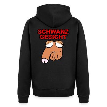 Schwanz Gesicht - Unisex Premium Bio Zip Hoodie - Schwarz - Hinten - Nico (187cm)