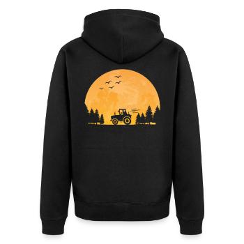 Traktorfahrer Traktor Trecker Landwirt Bauer Mond - Unisex Premium Bio Zip Hoodie - Schwarz - Hinten - Nico (187cm)
