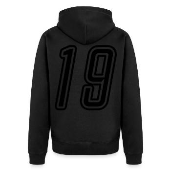 19 Zahl nummer - Unisex Premium Bio Zip Hoodie - Schwarz - Hinten - Nico (187cm)
