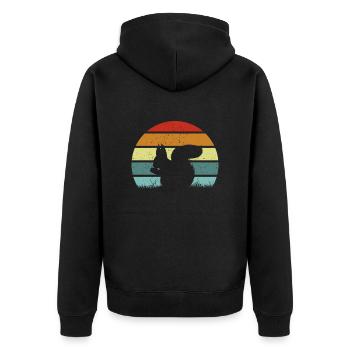 Squirrel Retro Squirrel Lover - Unisex Premium Organic Zip Hoodie - black - Back - Nico (187cm)