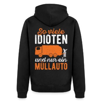 Müllmann Müllentsorgung Müllabfuhr Müllauto - Unisex Premium Bio Zip Hoodie - Schwarz - Hinten - Nico (187cm)