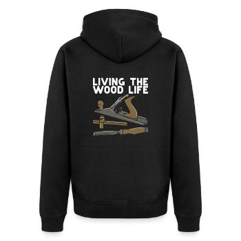 Holzarbeiter Holzverarbeitung - Unisex Premium Bio Zip Hoodie - Schwarz - Hinten - Nico (187cm)