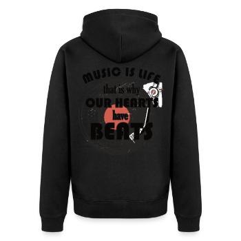 Music Is Life for composers - Unisex Premium Organic Zip Hoodie - black - Back - Nico (187cm)