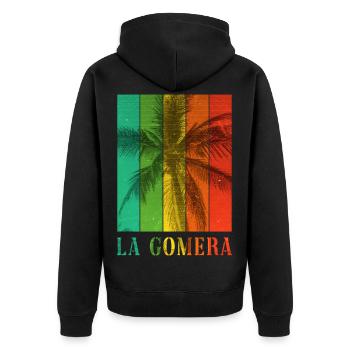 La Gomera Summer Sun Beach Sea Palm Trees - Unisex Premium Organic Zip Hoodie - black - Back - Nico (187cm)