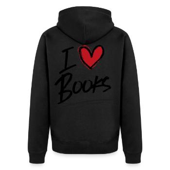 I love books - Unisex Premium Organic Zip Hoodie - black - Back - Nico (187cm)