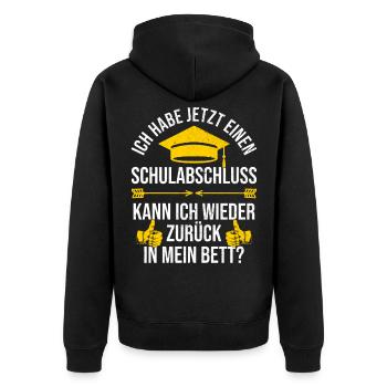 Abschluss Schulabschluss Abi Realschule Abitur - Unisex Premium Bio Zip Hoodie - Schwarz - Hinten - Nico (187cm)
