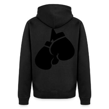 Symbole des gants de boxe - Veste à capuche bio Premium Unisexe - noir - Dos - Nico (187cm)