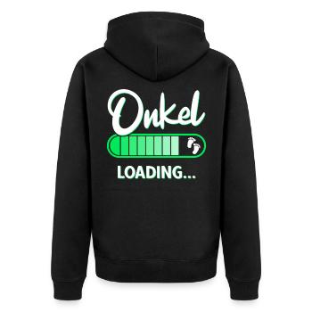 Werdender Onkel Loading Schwangerschaft verkünden - Unisex Premium Bio Zip Hoodie - Schwarz - Hinten - Nico (187cm)