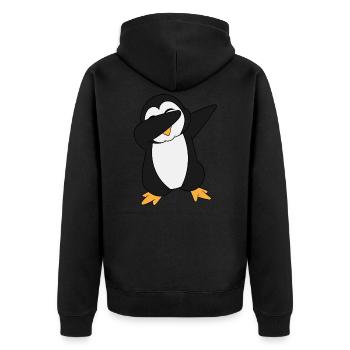 "Dabbing Penguin" A Cute Illustrated Penguin In - Unisex Premium Organic Zip Hoodie - black - Back - Nico (187cm)