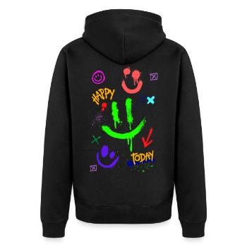Graffiti spray - Happy today smile - Unisex Premium Organic Zip Hoodie - black - Back - Nico (187cm)