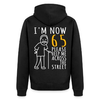 65. Geburtstag Mann 65ter Ich bin jetzt 65 Jahre - Unisex Premium Bio Zip Hoodie - Schwarz - Hinten - Nico (187cm)