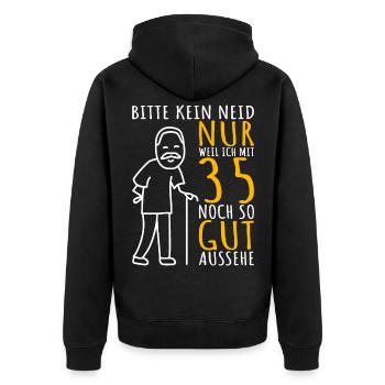 35. Geburtstag Mann 35er 35ter 35 Jahre alt lustig - Unisex Premium Bio Zip Hoodie - Schwarz - Hinten - Nico (187cm)