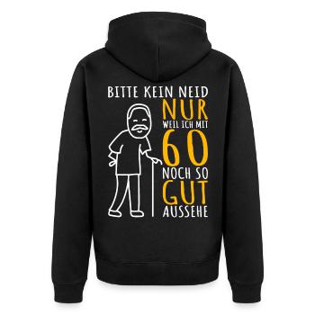 60. Geburtstag Mann 60er 60ter 60 Jahre alt lustig - Unisex Premium Bio Zip Hoodie - Schwarz - Hinten - Nico (187cm)