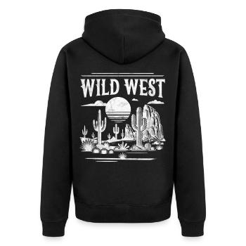 Wild West - Unisex Premium Organic Zip Hoodie - black - Back - Nico (187cm)