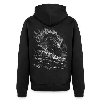 Surfing - Unisex Premium Bio Zip Hoodie - Schwarz - Hinten - Nico (187cm)