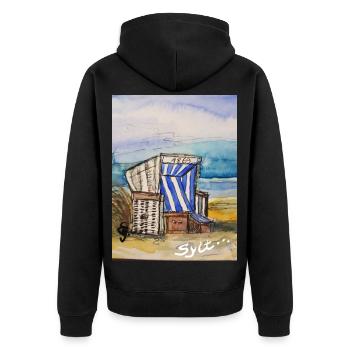 Vacances au rez-de-chaussée I Mer du Nord I Sylt I Chaise de plage I Mer - Veste à capuche bio Premium Unisexe - noir - Dos - Nico (187cm)