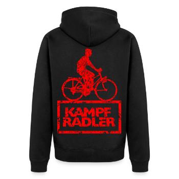 Kampfradler Fahrrad Anhänger Fahrradfahrer Sticker - Unisex Premium Bio Zip Hoodie - Schwarz - Hinten - Nico (187cm)