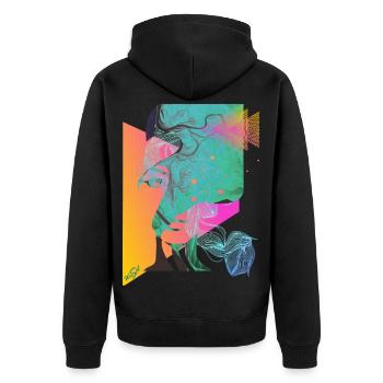 abstract face - Unisex Premium Organic Zip Hoodie - black - Back - Nico (187cm)