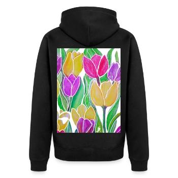 EG Fleurs I Tulipes I Flowers I Holland I vacances - Veste à capuche bio Premium Unisexe - noir - Dos - Nico (187cm)
