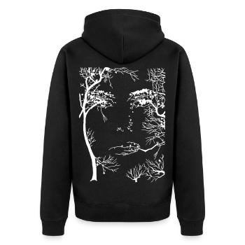 Visage de la forêt (blanc) - Veste à capuche bio Premium Unisexe - noir - Dos - Nico (187cm)