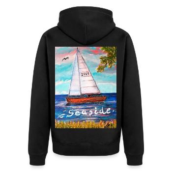 EC Holidays I Boat I Sea I Seaside I Sailing I - Unisex Premium Organic Zip Hoodie - black - Back - Nico (187cm)