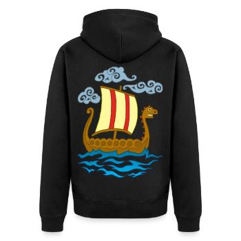 Drakkar viking rigolo - Veste à capuche bio Premium Unisexe - noir - Dos - Nico (187cm)