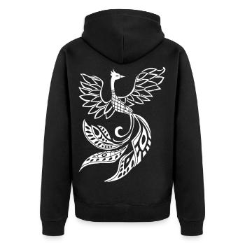 Oiseau phénix blanc - Veste à capuche bio Premium Unisexe - noir - Dos - Nico (187cm)