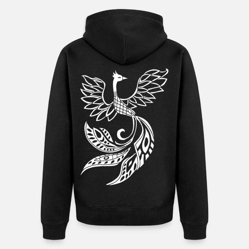Oiseau phénix blanc - Veste à capuche bio Premium Unisexe - noir
