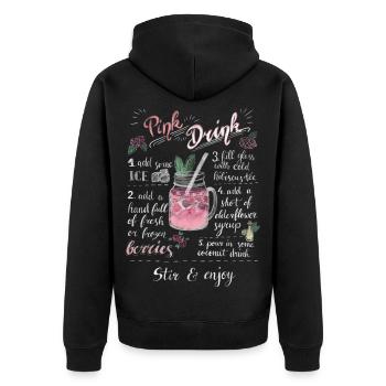 Pink Drink - Unisex Premium Bio Zip Hoodie - Schwarz - Hinten - Nico (187cm)