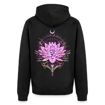Lotus Lotusblume Om Symbol - Unisex Premium Bio Zip Hoodie - Schwarz - Hinten - Nico (187cm)