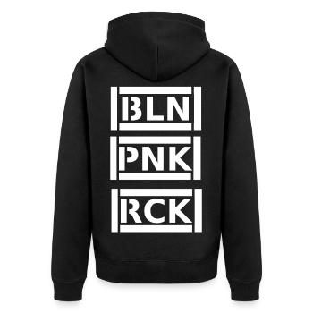 Punkrock Berlin - Unisex Premium Bio Zip Hoodie - Schwarz - Hinten - Nico (187cm)