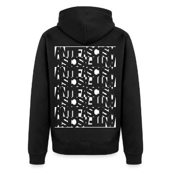 Anti-Fascism - Unisex Premium Organic Zip Hoodie - black - Back - Nico (187cm)