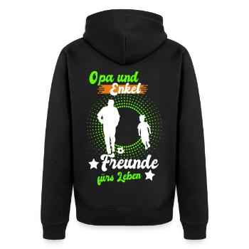 Opa und Enkel Freunde - Unisex Premium Bio Zip Hoodie - Schwarz - Hinten - Nico (187cm)