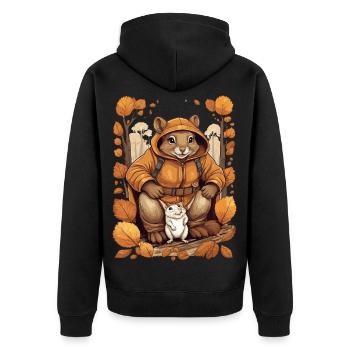 Cute squirrel with mouse - Unisex Premium Organic Zip Hoodie - black - Back - Nico (187cm)