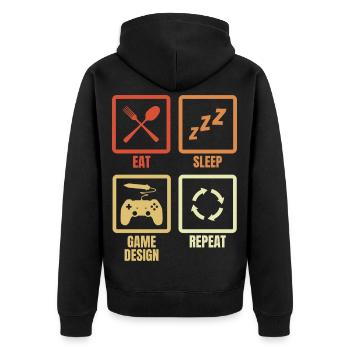 Game Designer Schedule - Unisex Premium Organic Zip Hoodie - black - Back - Nico (187cm)