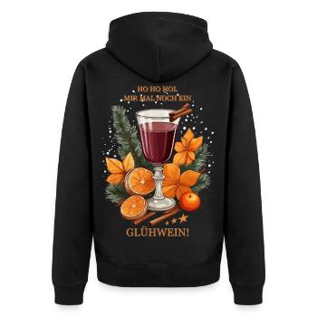 Glühwein mit Zimt - Unisex Premium Bio Zip Hoodie - Schwarz - Hinten - Nico (187cm)