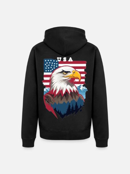 Bald eagle - Unisex Premium Organic Zip Hoodie - black