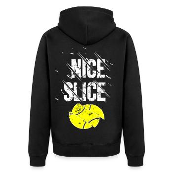 Nice Slice Tennis Shirt Winner Tennisball light - Unisex Premium Bio Zip Hoodie - Schwarz - Hinten - Nico (187cm)