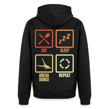 Essen Schlafen Breakdance Wiederholen - Unisex Premium Bio Zip Hoodie - Schwarz - Hinten - Nico (187cm)