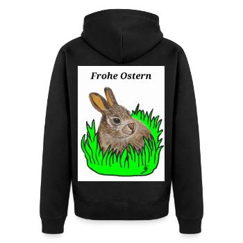 EG Hase I Tier I Osterhase I Ostern I Urlaub - Unisex Premium Bio Zip Hoodie - Schwarz - Hinten - Nico (187cm)