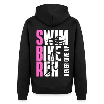 TRIATHLON MÄDCHEN WELLIG PINK - Unisex Premium Bio Zip Hoodie - Schwarz - Hinten - Nico (187cm)