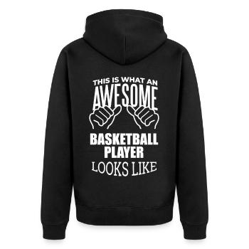 Basketball - Unisex Premium Bio Zip Hoodie - Schwarz - Hinten - Nico (187cm)