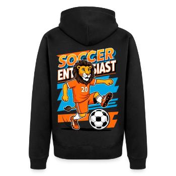 Lion Soccer Player - Unisex Premium Organic Zip Hoodie - black - Back - Nico (187cm)