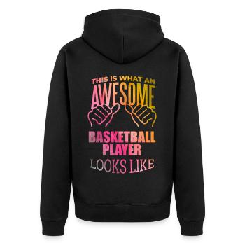 Basketball - Unisex Premium Bio Zip Hoodie - Schwarz - Hinten - Nico (187cm)
