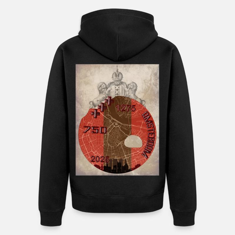 Amsterdam 750 Hemd Design - Unisex Premium Bio Zip Hoodie - Schwarz